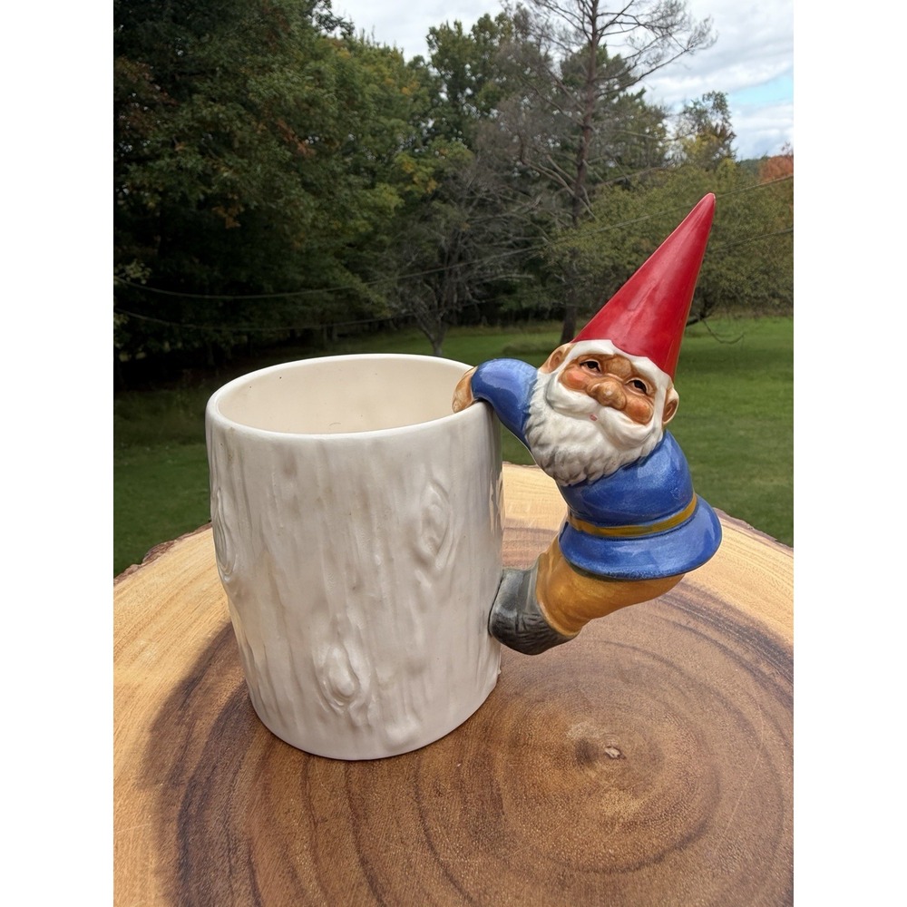 Vintage 1979 Unieboek Gnome Ceramic Mug Cup Figural Handle 12 Oz Made in Japan